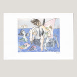 MINOTAUR CARRYING A NAKED WOMAN AND SIRENS